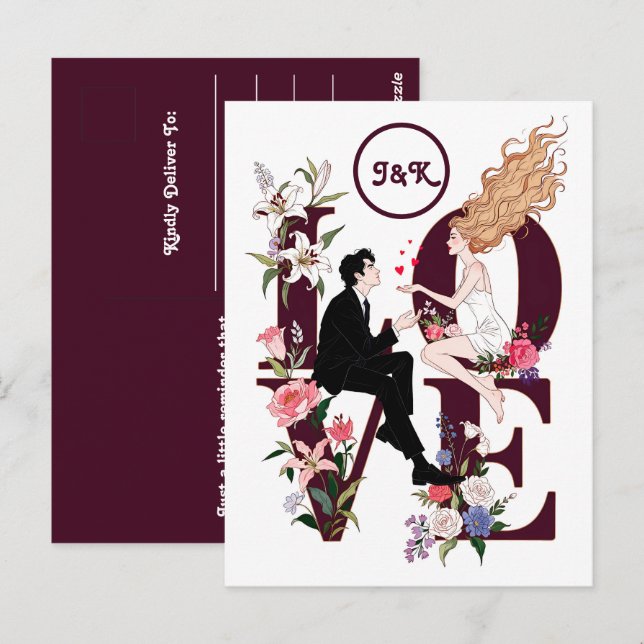 Postal Un Día de San Valentín romántico personalizado (Anverso / Reverso)