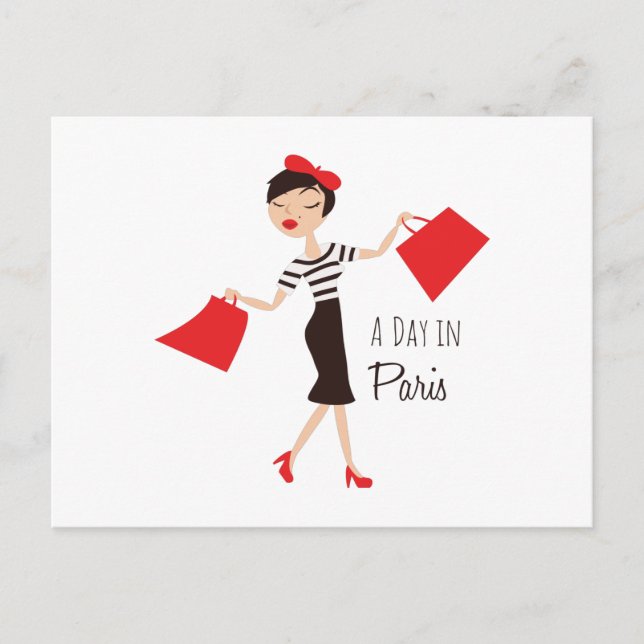 Postal Un día en París (Anverso)