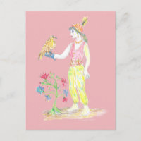 Un dibujo a lápices de colores de una mujer