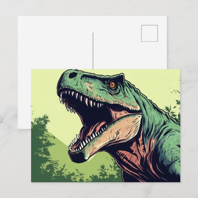 Postal Un dinosaurio rugiendo  (Anverso / Reverso)
