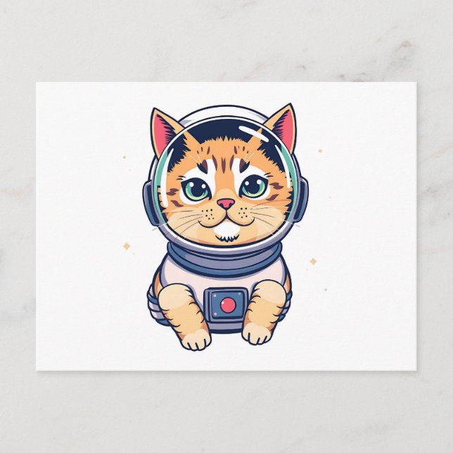 Postal Un divertido gato cósmico (Anverso)