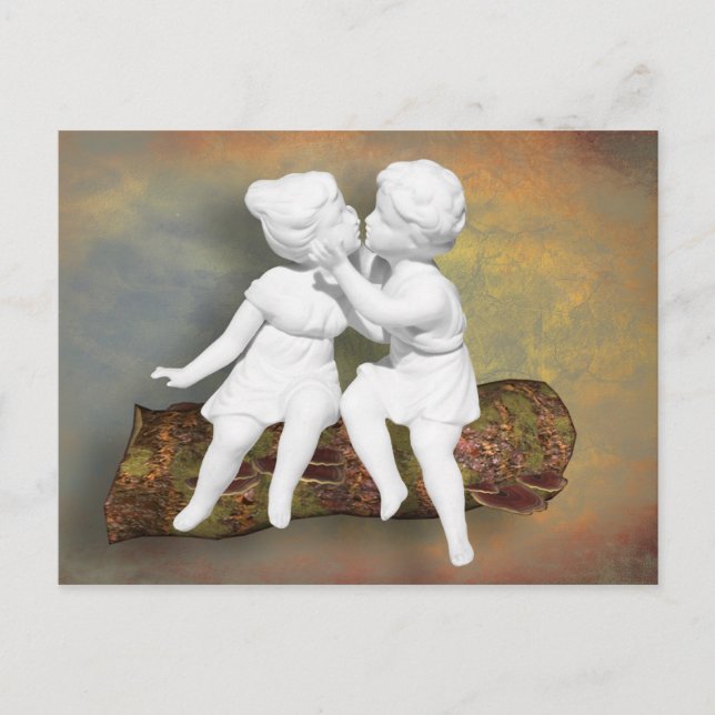 Postal Un dulce beso inocente de la infancia (Anverso)