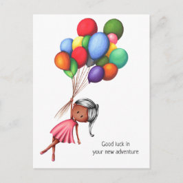 Postal Un dulce Chica negro con globos de despedida perso