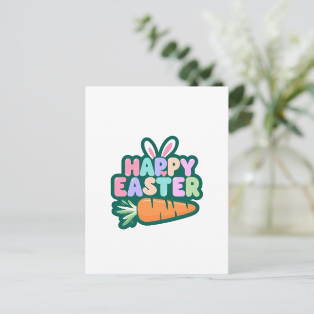 Postal Un dulce conejo de Pascua para un ánimo positivo (Anverso de pie)