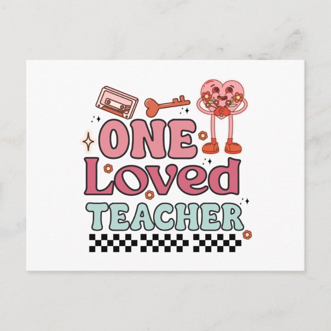 Postal Un El día de San Valentín retro de profesor amado (Anverso)