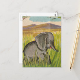 Postal Un elefante bebé vintage adorable