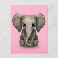Un elefante pequeño, pequeño, sentado, rosado