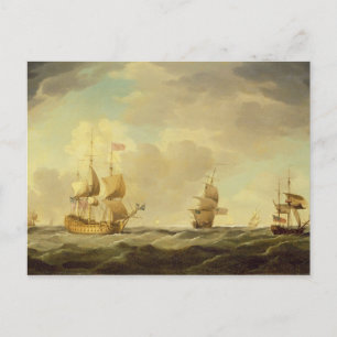 Postal Un emblema inglés bajo una vela fácil en un modera