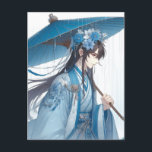 Postal Un encantador Señor Chino (Estilo Manga Oriental)<br><div class="desc">Señor oriental vestido con traje tradicional,  inspirado en novelas populares chinas y anime "La bendición oficial del cielo" y "El sistema de autosalvación del pueblo musulmán"</div>