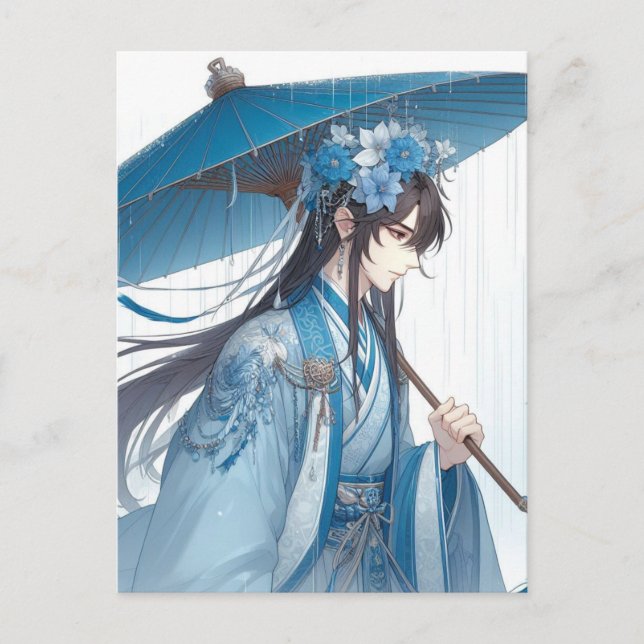 Postal Un encantador Señor Chino (Estilo Manga Oriental) (Anverso)