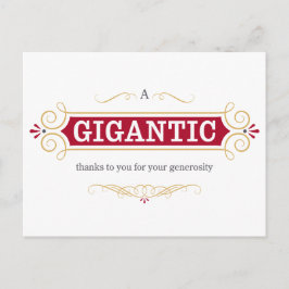 Postal Un Enorme Gracias a Usted por su Generosidad