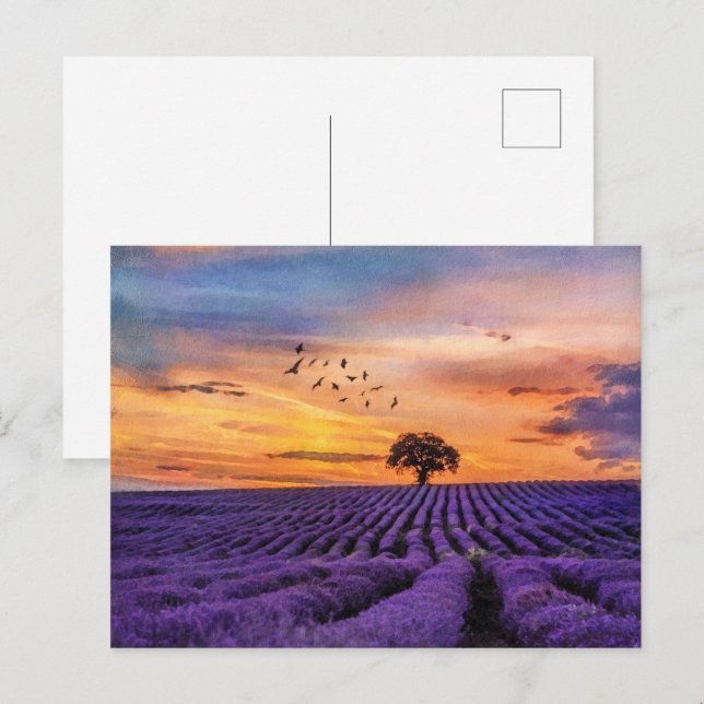Postal Un entorno apacible en un árbol de arte original (Anverso / Reverso)