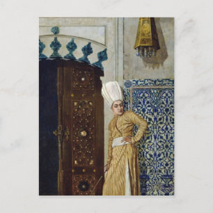 Postal Un eunuco antes de la puerta del harem