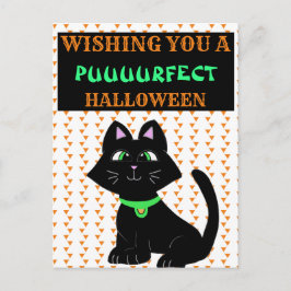 Postal Un felino negro feliz Halloween