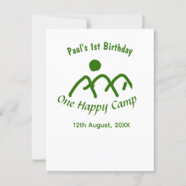 Postal Un feliz campamento sol verde montaña cumpleaños 1