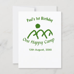 Postal Un feliz campamento verde montaña sol cumpleaños 1