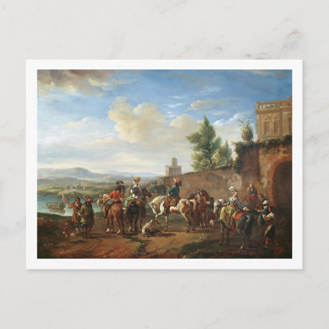 Postal Un Fiesta de caza de una casa de campo (petróleo s (Anverso)