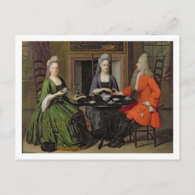 Postal Un Fiesta de té (aceite sobre lienzo) (Anverso)