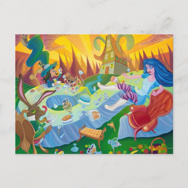 Postal "Un fiesta de té loco" (Anverso)