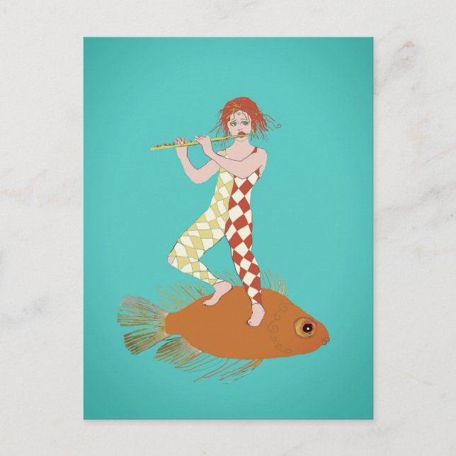 Postal Un flautista (Anverso)