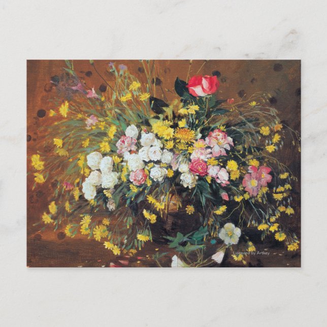 Postal Un florero de flores (Anverso)