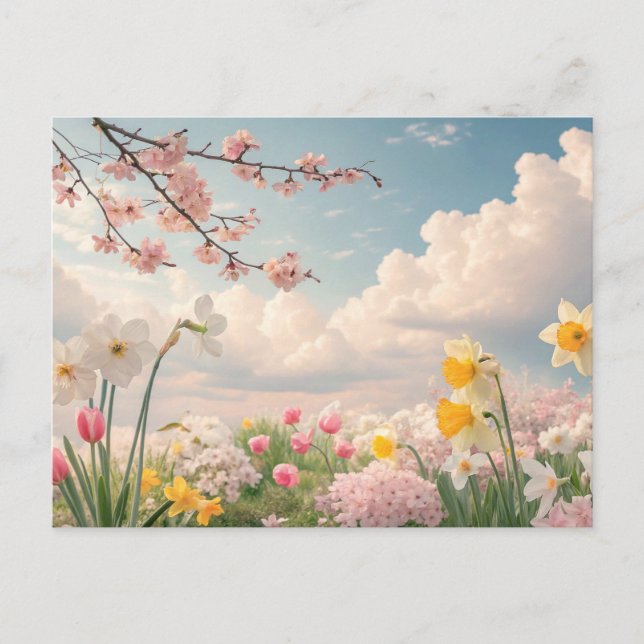 Postal Un fondo floral de primavera (Anverso)