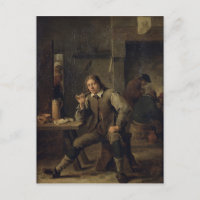 Un fumador inclinado sobre una mesa, 1643