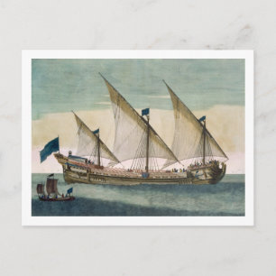 Postal Un Galleass tres-masted en curso por la vela,