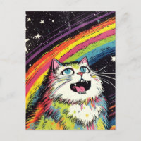 Un gato colorido y esponjoso en el espacio