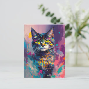 Postal Un gato colorido y lindo