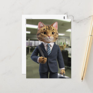 Postal Un gato de negocios lindo