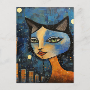 Postal Un gato en la ciudad