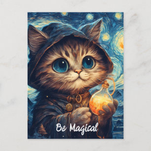 Postal Un gato mágico de Van Gogh
