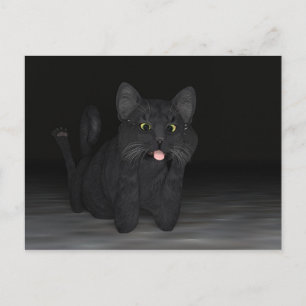 Postal Un gato malo que agita la lengua