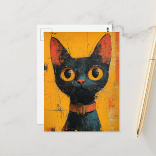 Postal Un gato negro adorable