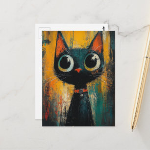 Postal Un Gato Negro Adorable y Bonito