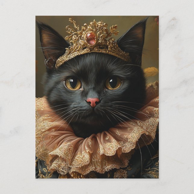 Postal Un gato negro real (Anverso)