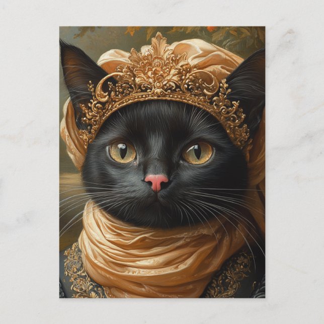 Postal Un gato negro real (Anverso)