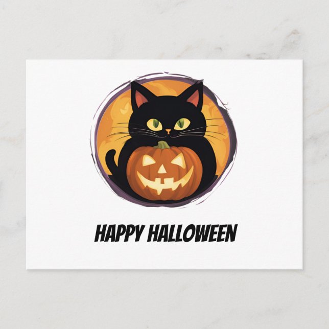 Postal Un gato Personalizado adormilado Halloween Feliz f (Anverso)