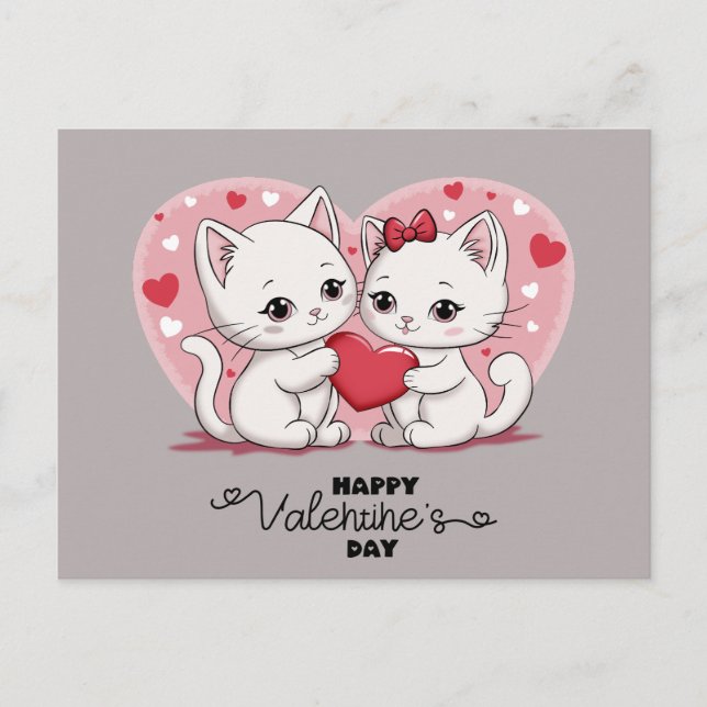 Postal Un gato Personalizado lindo ama el corazón de San  (Anverso)