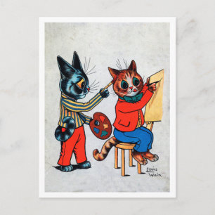 Postal Un gato pintor, Louis Wain