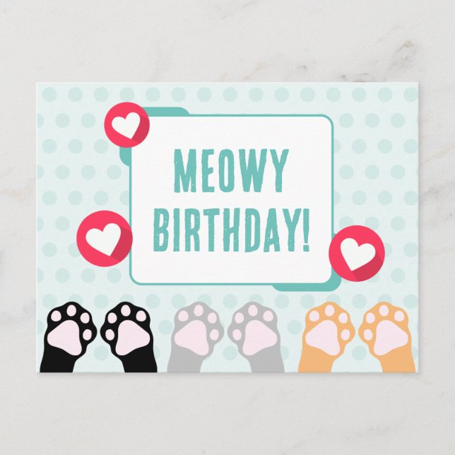 Postal Un gato Verde azulado de polka polka desfiló un cu (Anverso)