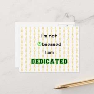 Postal Un geek gracioso dedicado a no obsesionarse con la