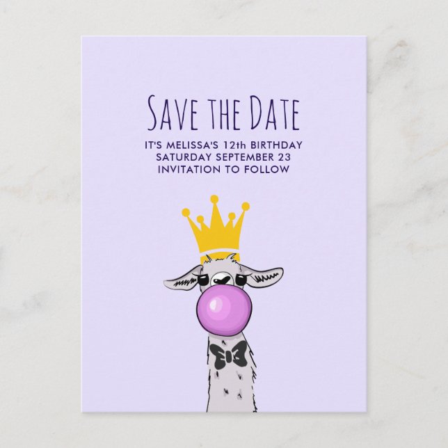 Postal Un gracioso Fiesta de Ilustracion de Llama salva l (Anverso)