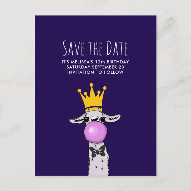 Postal Un gracioso Fiesta de Ilustracion de Llama salva l (Anverso)