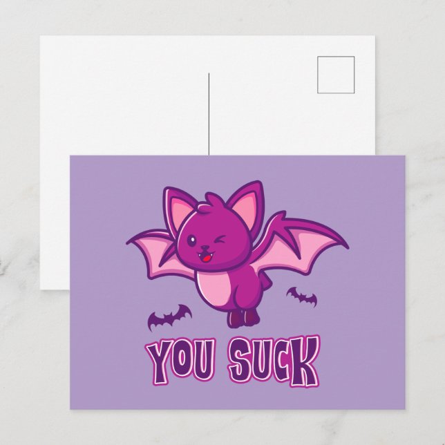 Postal Un gracioso vampiro de Halloween te golpea (Anverso / Reverso)