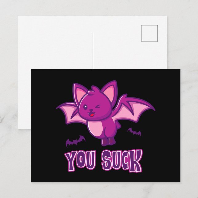 Postal Un gracioso vampiro de Halloween te golpea (Anverso / Reverso)