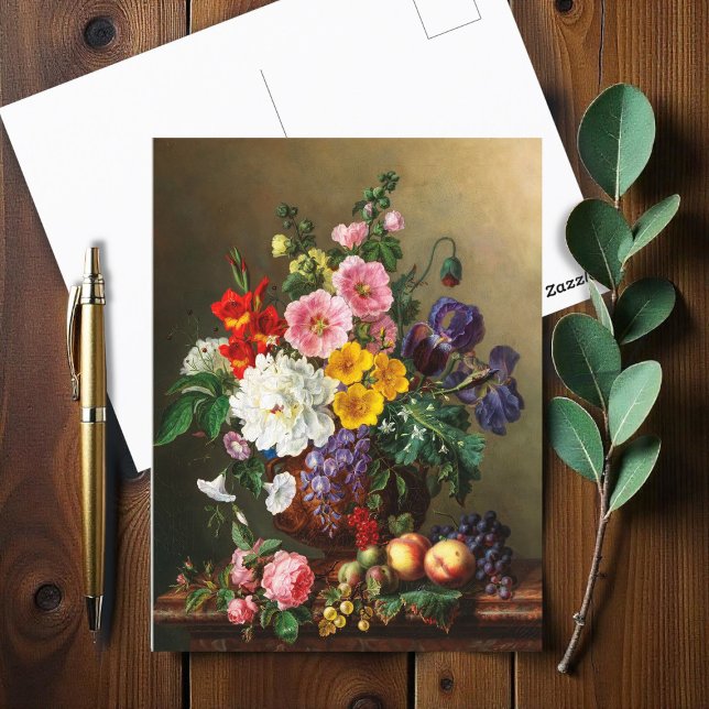 Postal Un gran Bouquet de flores con melocotones y uvas (Subido por el creador)