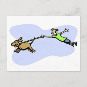 Postal Un gran diseño de perro tirando del dueño.