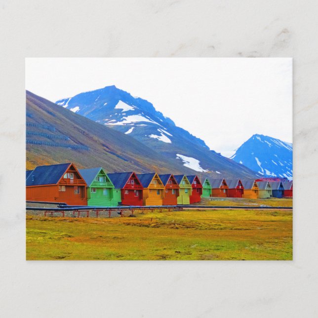 Postal Un grupo de casas en Longyearbyen, Svalbard (Anverso)